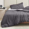 EXQ Home Washed Cotton Duvet Cover for Weighted Blanket 48x72 inches Machine Washable Duvet Cover with 8 Ties (Light GreyDuvet Cover only)